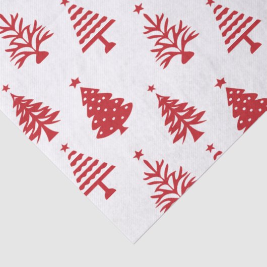 Festive Red and White Christmas Tree Pattern Seidenpapier (Detail)