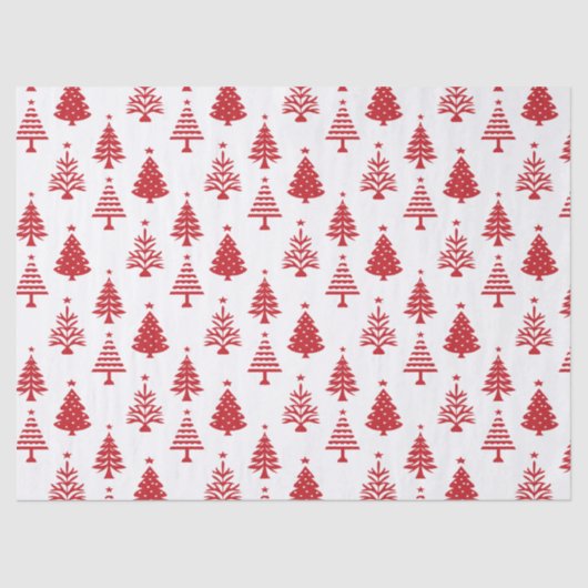 Festive Red and White Christmas Tree Pattern Seidenpapier (Vorderseite)