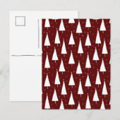 Festive Red And White Merry Christmas Tree Card. Postkarte (Vorne/Hinten)