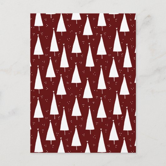 Festive Red And White Merry Christmas Tree Card. Postkarte (Vorderseite)