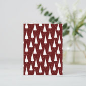 Festive Red And White Merry Christmas Tree Card. Postkarte (Stehend Vorderseite)
