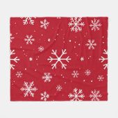 Festive red background with white snowflakes fleecedecke (Vorderseite (Horizontal))