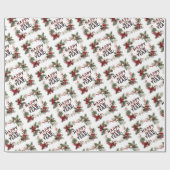 Festive Red Berries Happy New Year Pattern Geschenkpapier (Flach)