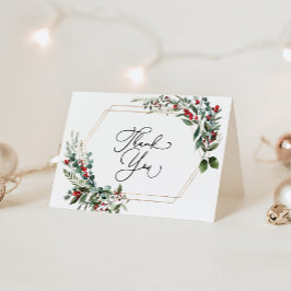 Festive Red Berries Winter Holly Greenery Dankeskarte