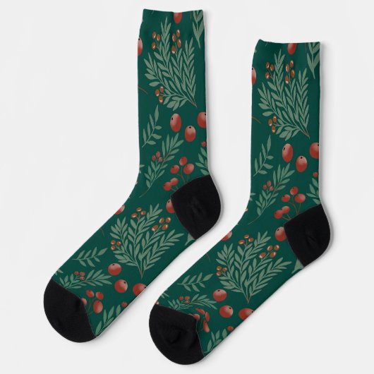 Festive Red Berry Christmas Socks Socken (Linkes Detail)