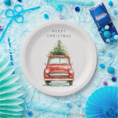 Festive Red Car with Christmas Tree Paper Plates Pappteller (Party)