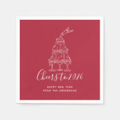 Festive Red Cheers to New Year Party Serviette (Vorderseite)