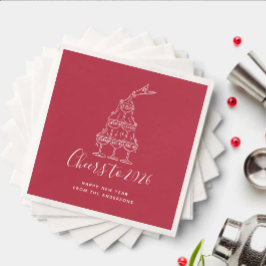 Festive Red Cheers to New Year Party Serviette