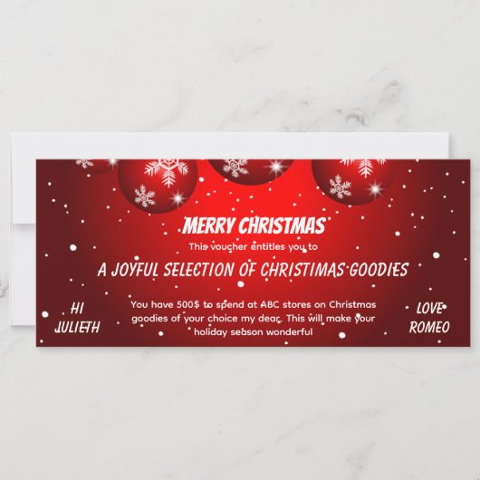 Festive Red Christmas Gift Voucher (Vorderseite)