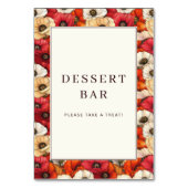 Festive Red Floral Dessert Bar Sign Tischnummer (Rückseite)