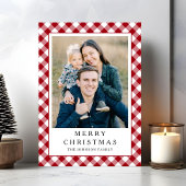 Festive Red Gingham Photo Christmas Feiertagskarte