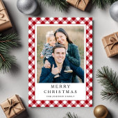 Festive Red Gingham Photo Christmas Feiertagskarte