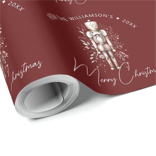 Festive Red Gold Nutcracker Christmas Dark Geschenkpapier (Rolleneckpunkt)