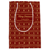 Festive Red Gold Personalized Holiday Gift Bag Mittlere Geschenktüte (Vorderseite)
