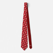 Festive Red Gold Polka Dog Personalisierte Weihnac Krawatte (Vorderseite)