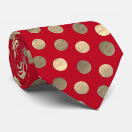 Festive Red Gold Polka Dog Personalisierte Weihnac Krawatte