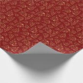 Festive Red Gold Weihnachtsbaum Nahtloses Muster Geschenkpapier (Ecke)