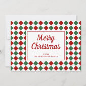 Festive Red Green Checked Frohe Weihnachten (Vorderseite)