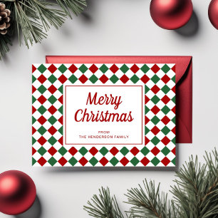 Festive Red Green Checked Frohe Weihnachten