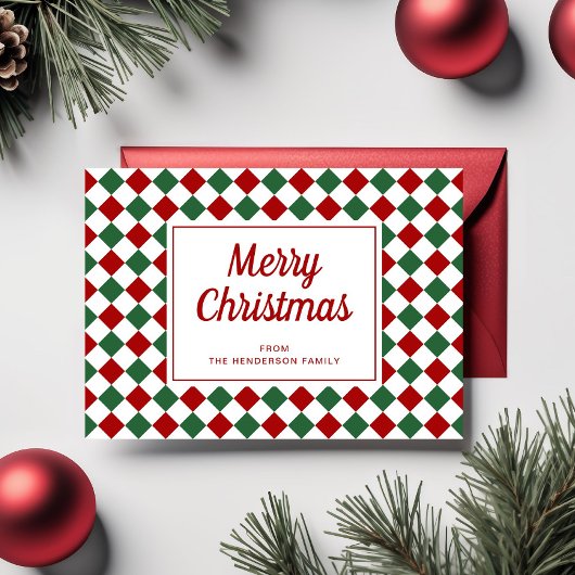 Festive Red Green Checked Frohe Weihnachten