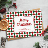 Festive Red Green Checked Frohe Weihnachten