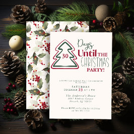 Festive Red Green Gold Christmas Party Invitation Feiertagskarte
