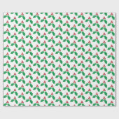 Festive Red Green Holly Leaves Berries Holiday  Geschenkpapier (Flach)