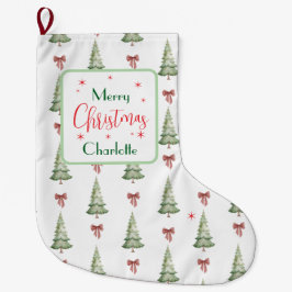 Festive Red Green Merry Christmas Name Stocking Großer Weihnachtsstrumpf