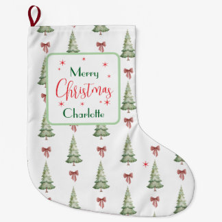 Festive Red Green Merry Christmas Name Stocking Großer Weihnachtsstrumpf