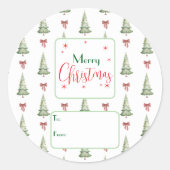 Festive Red Green Script Tree Bow To From Sticker (Vorderseite)
