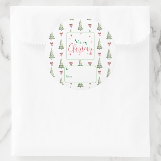 Festive Red Green Script Tree Bow To From Sticker (Tasche)