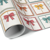 Festive Red Green Yellow Bows Art Geschenkpapier (Rolleneckpunkt)