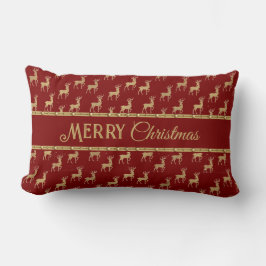 Festive Red Merry Christmas Deer Decorative Pillow Lendenkissen