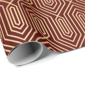 Festive Red Modern Art Deco Gold Muster 109 Geschenkpapier (Rolleneckpunkt)