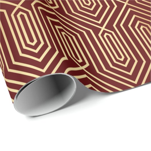 Festive Red Modern Art Deco Gold Muster 109 Geschenkpapier (Rolleneckpunkt)