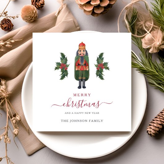 Festive Red Nutcracker Frohe Weihnachten