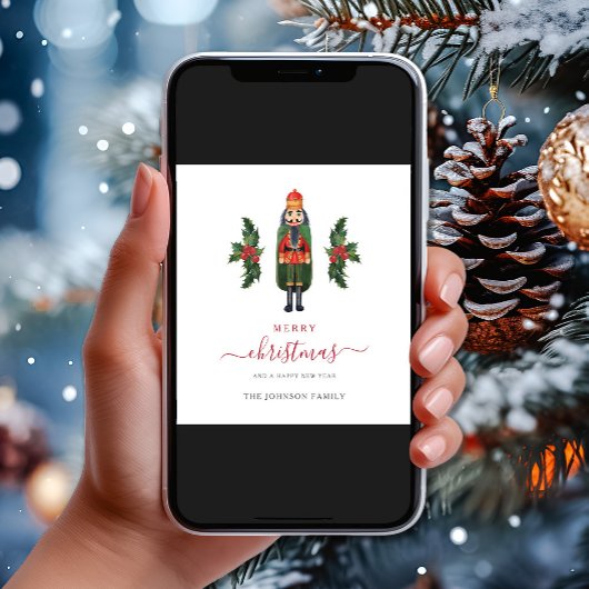 Festive Red Nutcracker Frohe Weihnachten