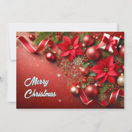  Festive Red Ornaments with Glitter Snowflakes Feiertagskarte