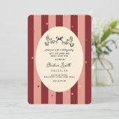 Festive Red Pink Striped Holiday Party Invitation Einladung (Stehend Vorderseite)