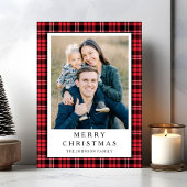 Festive Red Plaid Photo Christmas Feiertagskarte