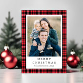 Festive Red Plaid Photo Christmas Feiertagskarte