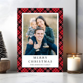 Festive Red Plaid Photo Christmas Feiertagskarte