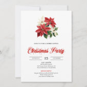 Festive Red Poinsettia Floral Script Font Xmas Einladung (Vorderseite)