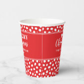 Festive Red Polka Dots Personalisierte Weihnachten Pappbecher (Rechts)