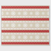 Festive Red Polka Dots White Snowflakes Pattern Geschenkpapier (Flach)