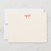 Festive Red Simple Bow Personal Stationery Mitteilungskarte (Vorderseite)