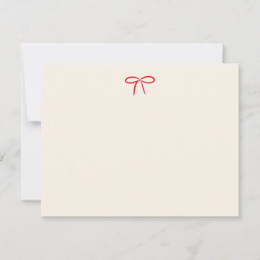 Festive Red Simple Bow Personal Stationery Mitteilungskarte (Vorderseite)