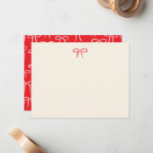 Festive Red Simple Bow Personal Stationery Mitteilungskarte (Vorderseite/Rückseite Beispiel)