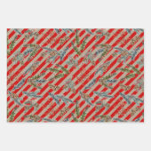 Festive Red Stripe Pine Spruce Cones Kraft Holiday Geschenkpapier Set (Vorderseite 2)