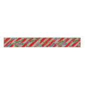 Festive Red Stripe Pine Spruce Cones Kraft Holiday Ripsband (Vorderseite)